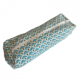 Plumier trousse en tissu lavable - A5 - Eventail bleu