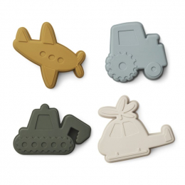 Gill zandvormpjes - 4-pack - Vehicles & dove blue mix