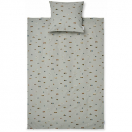 Carl 1-persoons bedset - Vehicles & dove blue mix