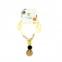 Collier d'allaitement et de portage - Jaune et bouton en bois de genèvrier