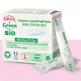 16 Tampons Revolution Super zonder inbrenghuls van bio katoen