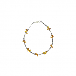 Bracelet fin et perles d'ambre adulte - Cognac