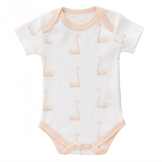 Biokatoen romper met korte mouwen - Swan pale peach