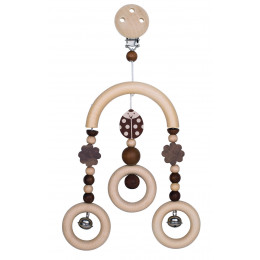Trapezeclip naturel hout Lieveheersbeestje H 18 cm